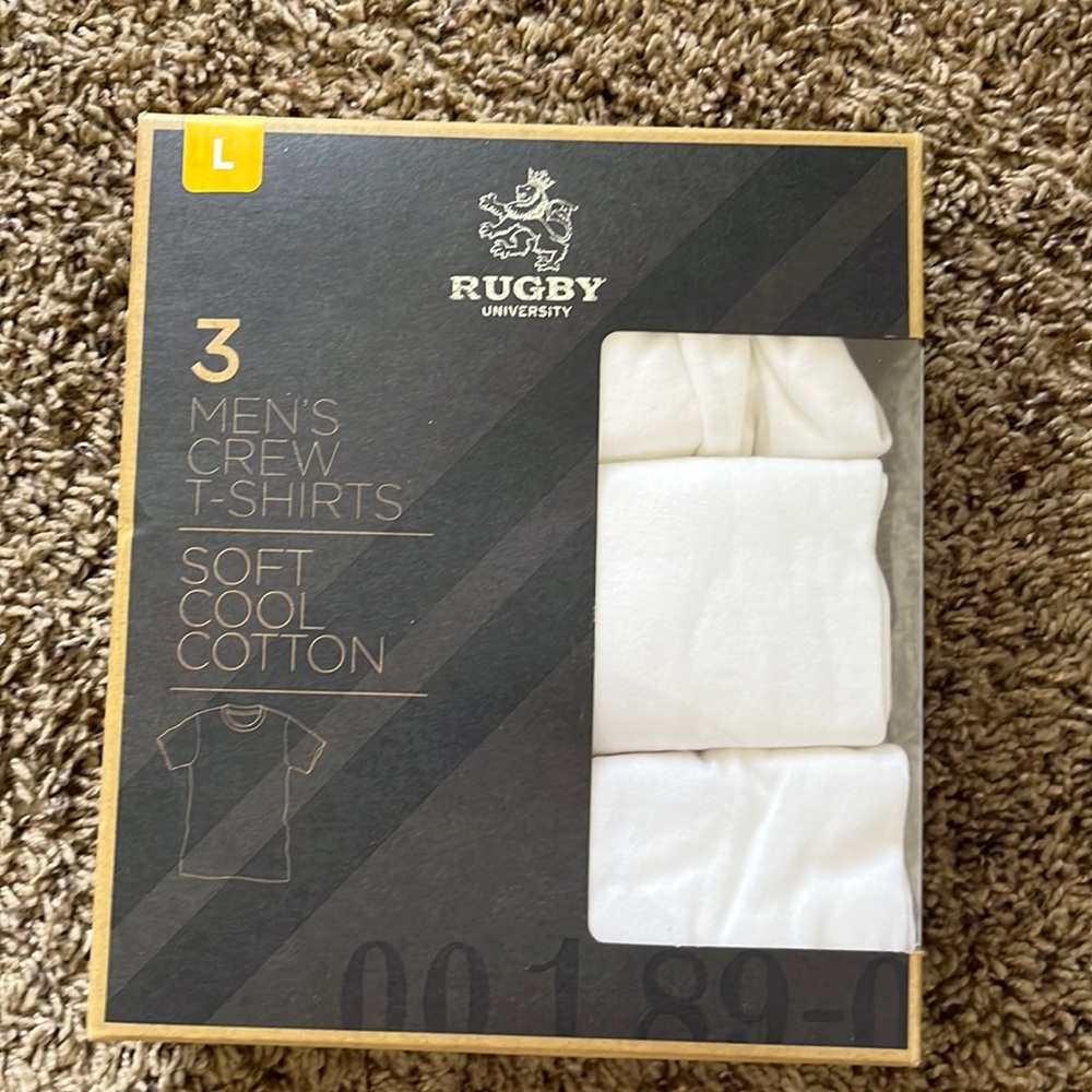 Men’s Set of Three White Crew T-Shirts (Sz: Large)